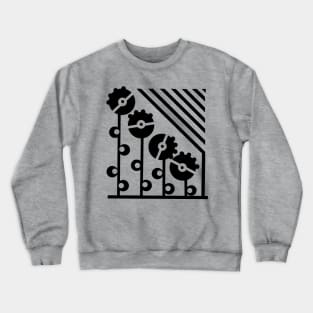 Black Mechanical Flowers - Heather Crewneck Sweatshirt